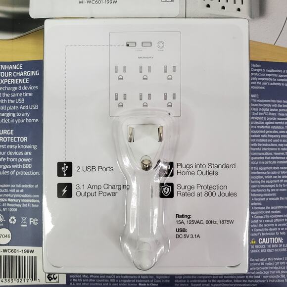 USB Wall Plate w/ Phone Holder - 2 USB + 6 Outlets - 3.1 Amp Fast Charging - NEW - Picture 5 of 8